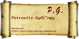 Petrovitz Gyöngy névjegykártya